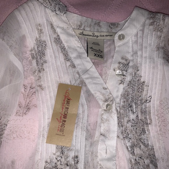 NWT American Rag WT sheer tunic blk & gray design - Picture 4 of 4